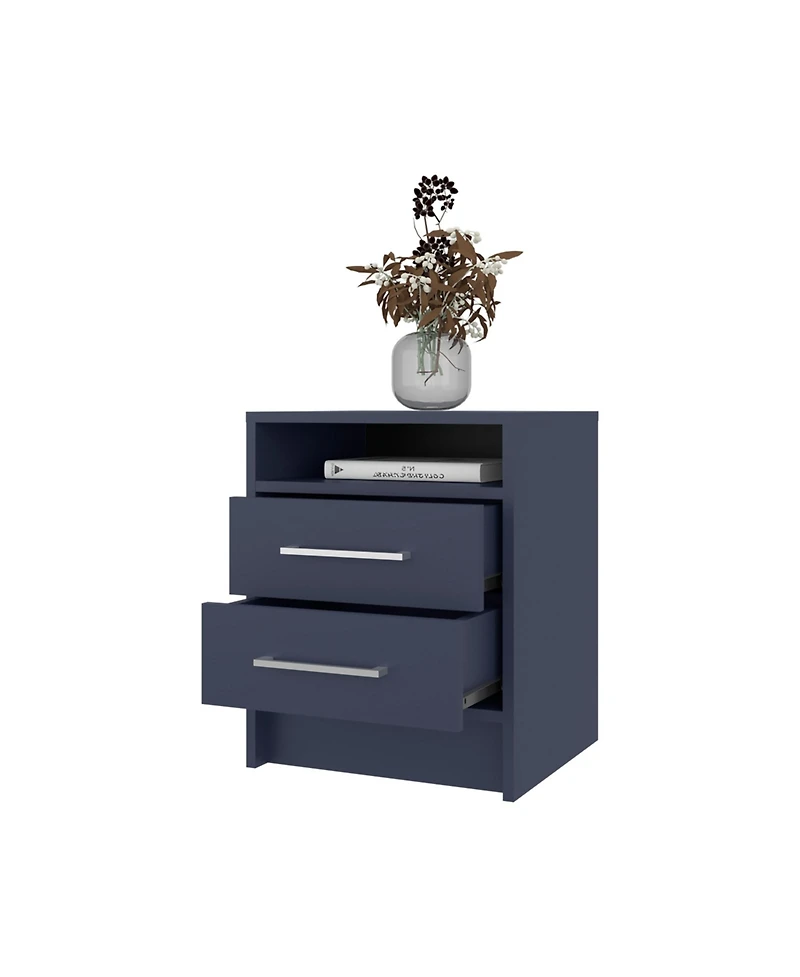 Flynama Alby Nightstand, 2 Drawers and Shelf, 19.9"H