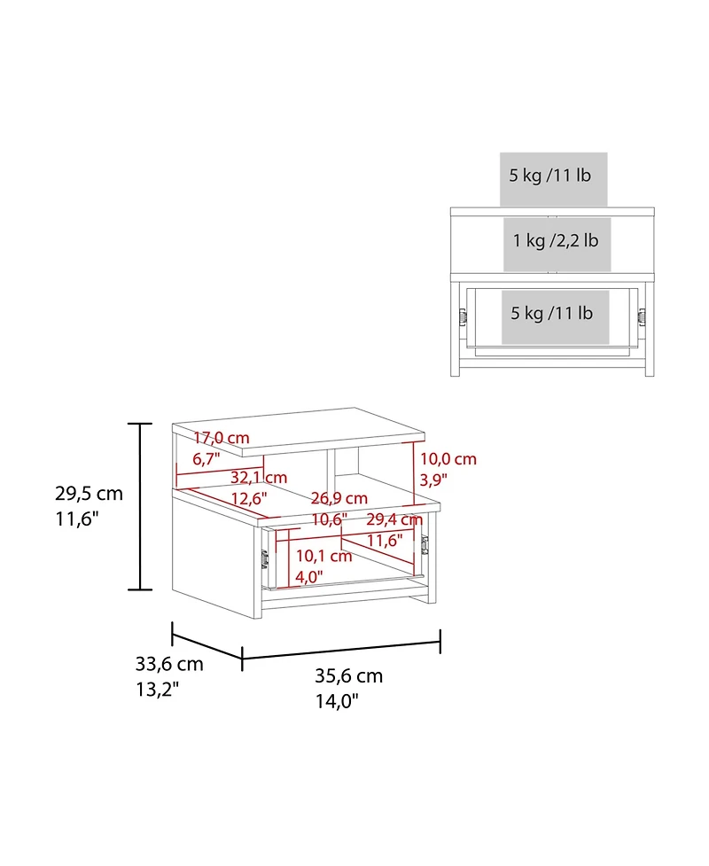 Flynama Wall-Mounted Floating Nightstand with Drawer and Multi Shelves