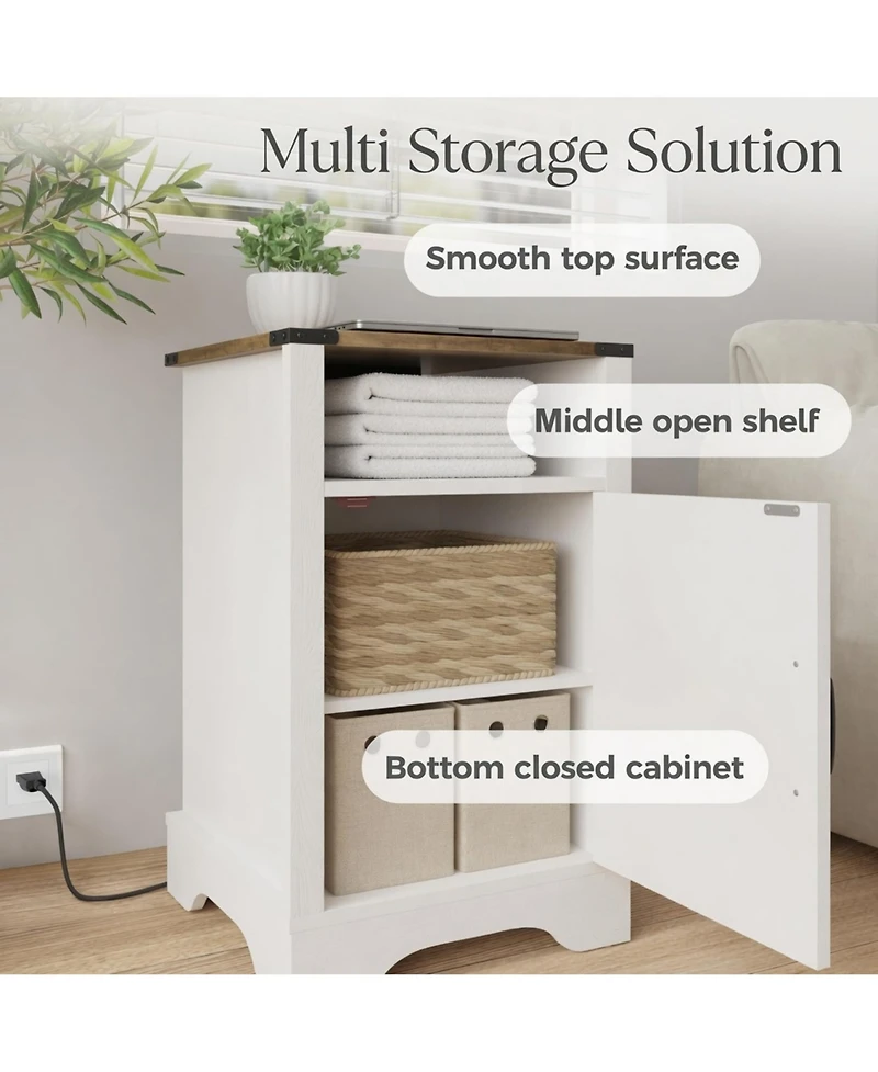 Flynama Farmhouse Charging Nightstand