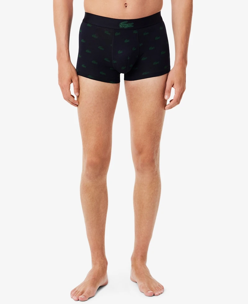 Lacoste Men's 3-Pack Regular Fit Stretch Mini Croc Trunks