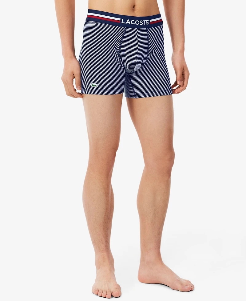 Lacoste Men's Regular Fit Stretch French Flag Boxer Briefs, Pack of 3