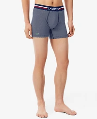Lacoste Men's Regular Fit Stretch French Flag Boxer Briefs, Pack of 3