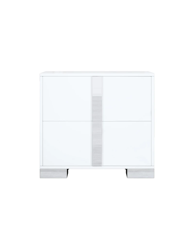 Flynama Mirrored Nightstand with Metal Legs and 2 Drawers