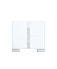 Flynama Mirrored Nightstand with Metal Legs and 2 Drawers