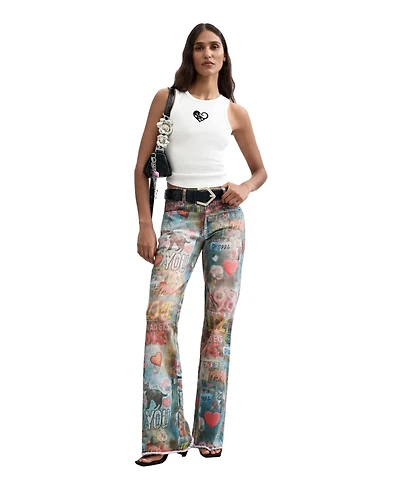Desigual Women's Printed Flare Jeans