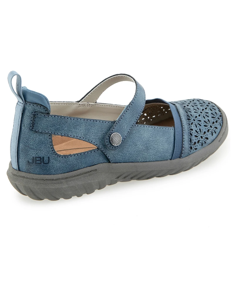 Jbu Women's Rya-Wide Mary Jane Round Toe Flats