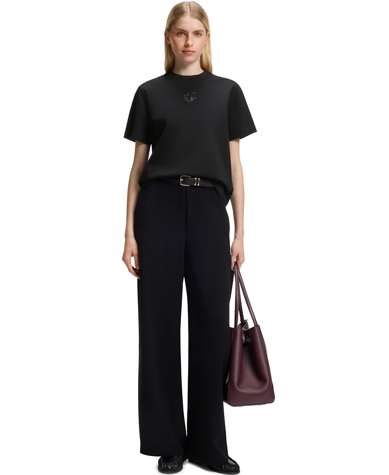 Boss by Hugo Women's Relaxed-Fit Monogram Heavyweight Cotton Sequin-Embroidered T-Shirt