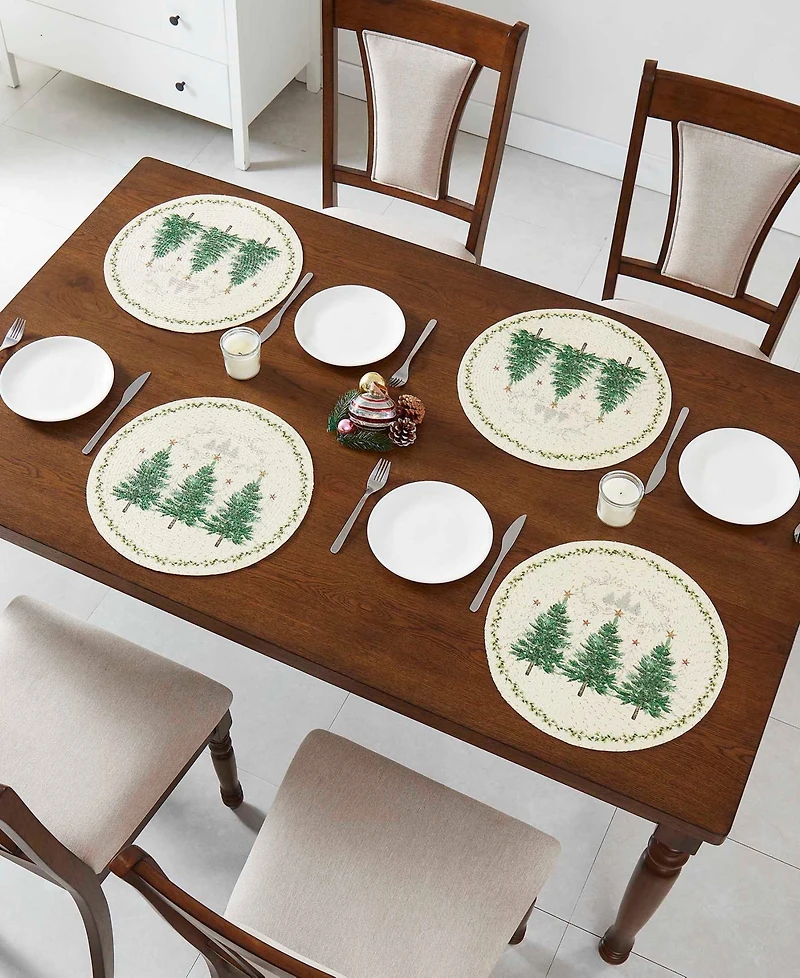 Avanti Trees Woven Braided Round Placemats, Set of 4