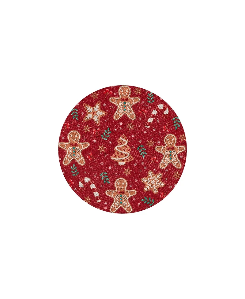 Avanti Holiday Treats Woven Braided Round Placemats, Set of 4