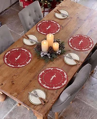 Avanti Merry Holly Woven Braided Round Placemats, Set of 4
