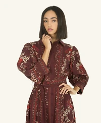 Super Natural by Secret Mission Women's Denim Button Front Belted Midi Shirt Dress with Pockets