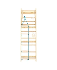 Slickblue 4 in 1 Swedish Ladder Wall Gym with Gym Rings and Pull Up Bar