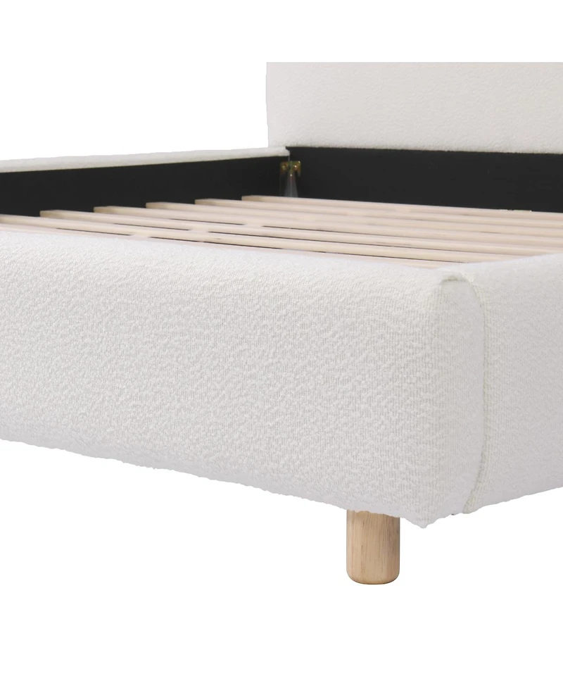 Streamdale Furniture California King Upholstered Boucle Bed with Curved Headboard