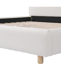 Streamdale Furniture California King Upholstered Boucle Bed with Curved Headboard