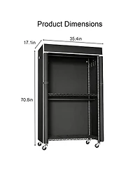 Streamdale Furniture Freestanding Garment Rack with Cover, Storage Shelf and Wheels