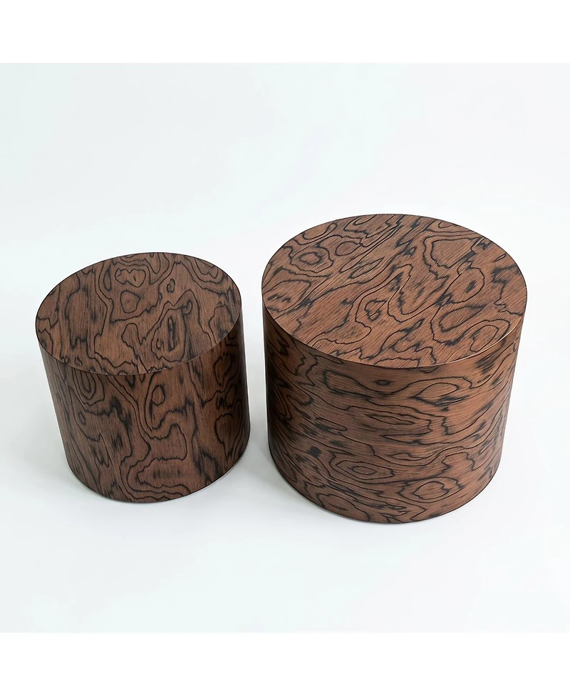 Streamdale Furniture 2-Piece Round Nesting Coffee and Accent Table Set, Wabi-Sabi Decor