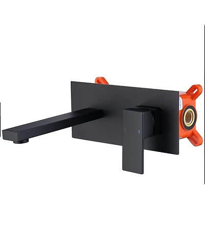 Thirtypeachy Wall Mount Bathroom Sink Faucet, Single Handle Brass Faucet with Rough-In Valve and Water-Saving Aerator