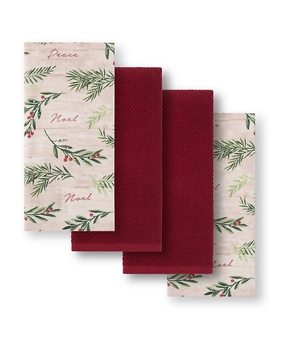 Elrene Holiday Tree Trimmings Kitchen Towels, Set of 4