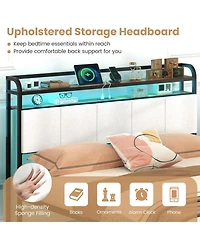 Slickblue Modern Bed Frame with Led Lighting and Charging Station