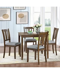 Flynama Modern Square Wood Dining Table with Solid Wood Legs and Walnut Finish