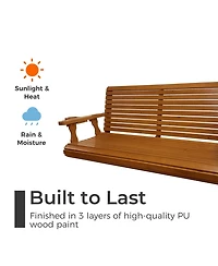 Mega Casa 2-Seater 4.5 Ft Large Wooden Porch Swing for Outdoor Patio Garden