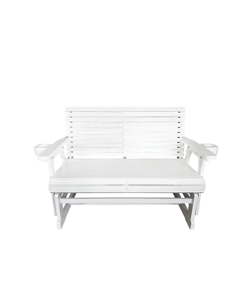 Innovaze Patio Glider with Cup Holders, High Roll Back and Deep Contoured Seat,Heavy Duty 800 Lb (2-Seater