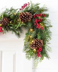 Balsam Hill 10 ft Outdoor Red Berry Pine Pre-Lit Garland