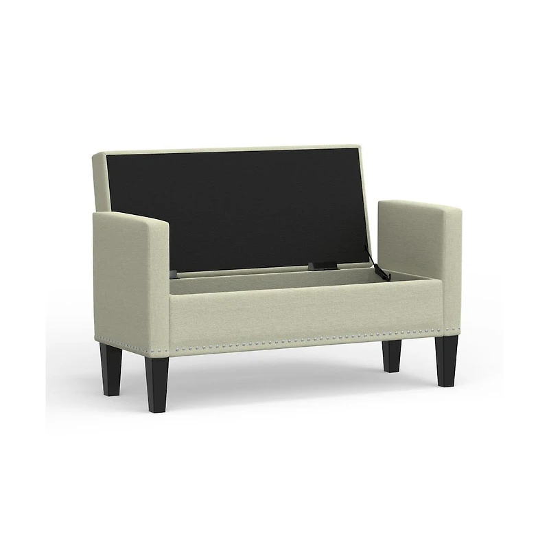 Glenwillow Home Storage Bench with Arms, Nailhead Trim