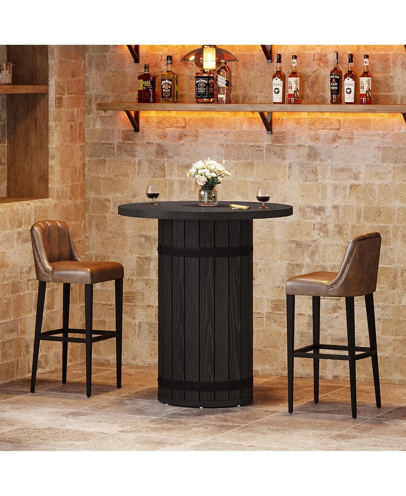Tribesigns Round Bar Table, 39.4-Inch Bar Height, Bistro Pub Table