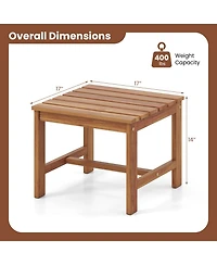 Gymax Patio Acacia Wood Accent Side Table17'' Square End Table with Slatted Tabletop
