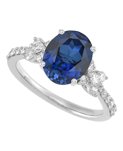 Grown With Love Lab-Grown Sapphire (3-3/8 ct. t.w.) & Lab-Grown Diamond (1/2 ct. t.w.) Ring in 14k White Gold