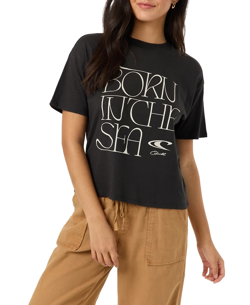 O'Neill Women's Born The Sea Easy Tee Graphic Relaxed-Fit T-Shirt