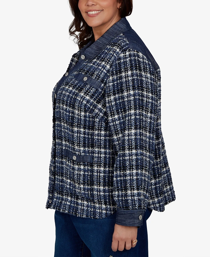 Alfred Dunner Plus Tweed Plaid Jacket
