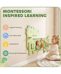 Qaba Dinosaur Wall-Mounted Busy Board, Music and Sensory Learning, Ages 2+