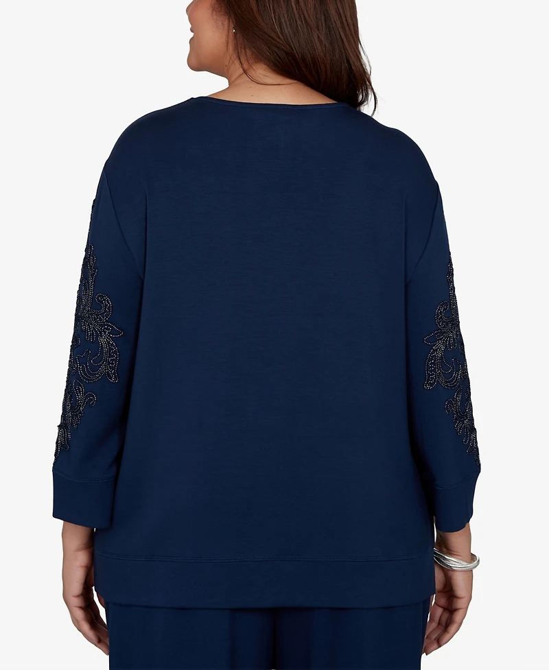 Alfred Dunner Plus Embellished 3/4-Sleeve Knit Top