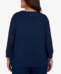 Alfred Dunner Plus Embellished 3/4-Sleeve Knit Top