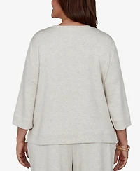 Alfred Dunner Plus 3/4-Sleeve Crewneck Knit Top