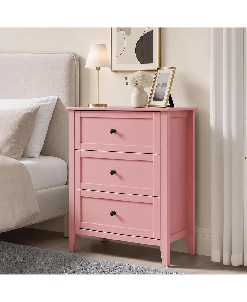Gaomon 3-Drawer Dresser, 27.6" Modern Bedroom Storage Cabinet with Lacquered Finish, Metal Knobs for Nursery, Living Room or Apartment