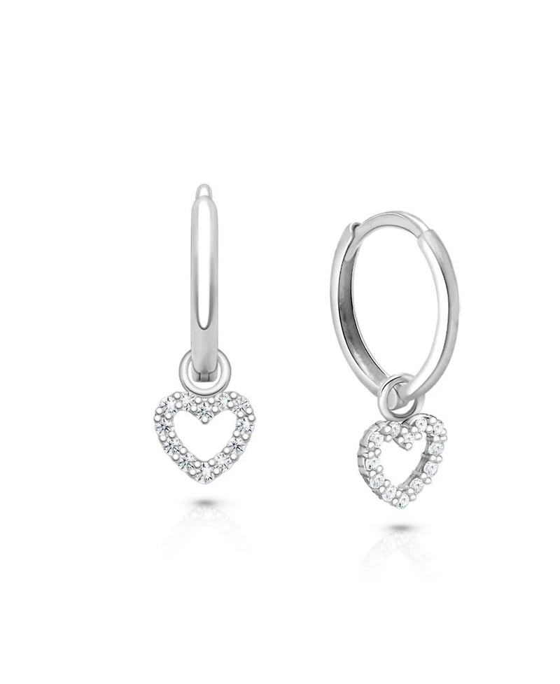 Tiny Blessings Pave Heart Drop Classic Huggie Hoop Earrings