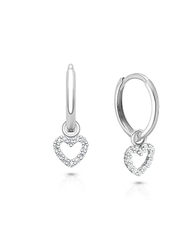 Tiny Blessings Pave Heart Drop Classic Huggie Hoop Earrings