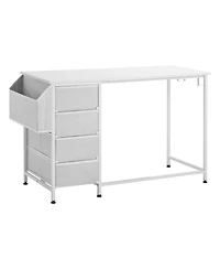 Sugift 47 Inch Reversible Study Desk with Four Fabric Drawers and Metal Frame