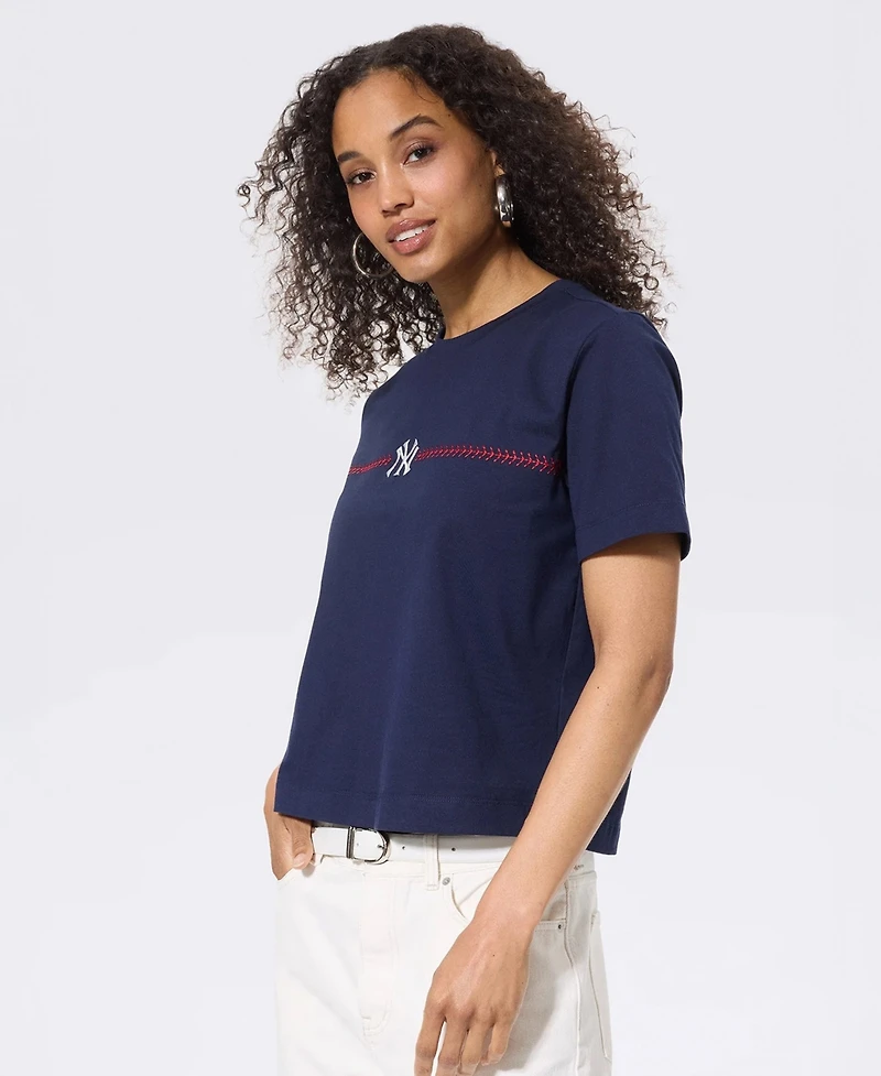 Terez Women's New York Yankees Baseball-Stitch T-Shirt