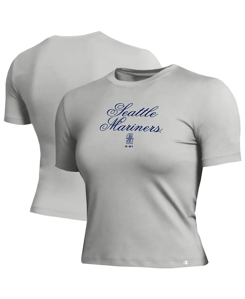 Champion Women's Seattle Mariners Soft-Touch Fitted Cropped T-Shirt