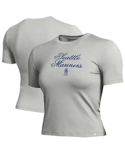 Champion Women's Seattle Mariners Soft-Touch Fitted Cropped T-Shirt