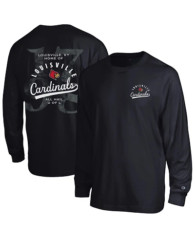Champion Men's Louisville Cardinals Laminated All-Star Long-Sleeve Screen-Print Graphic Relaxed-Fit T-Shirt