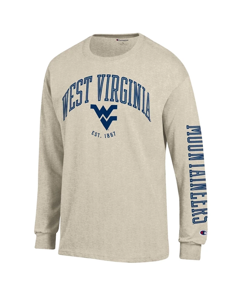 Champion Men's West Virginia Mountaineers Neutral Arch Long-Sleeve Crewneck T-Shirt