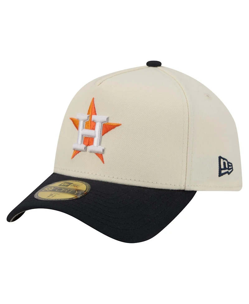 New Era Men's Cream Houston Astros Chrome A-Frame 59FORTY Fitted Hat