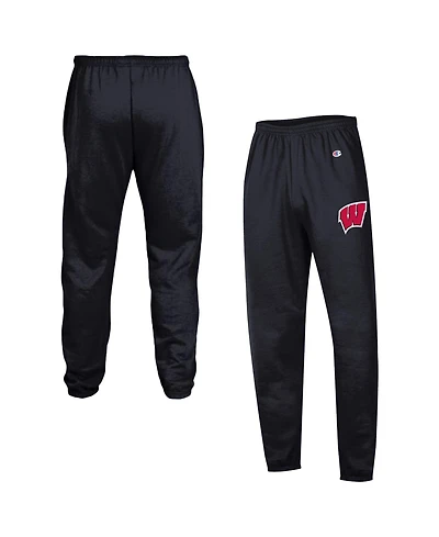 Champion Men's Black Wisconsin Badgers Powerblend Banded Fleece Sweatpants