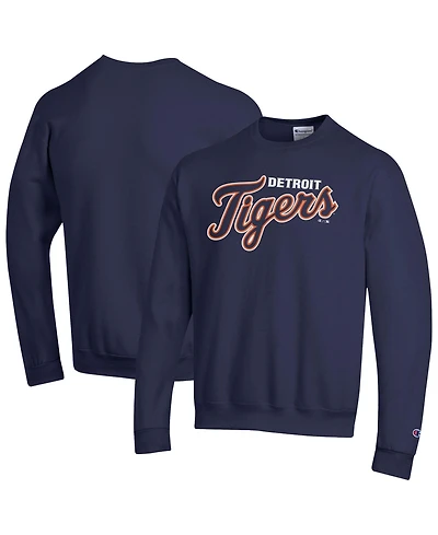 Champion Men's Navy Detroit Tigers Powerblend Wordmark Sweatshirt