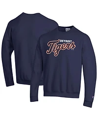 Champion Men's Navy Detroit Tigers Powerblend Wordmark Sweatshirt